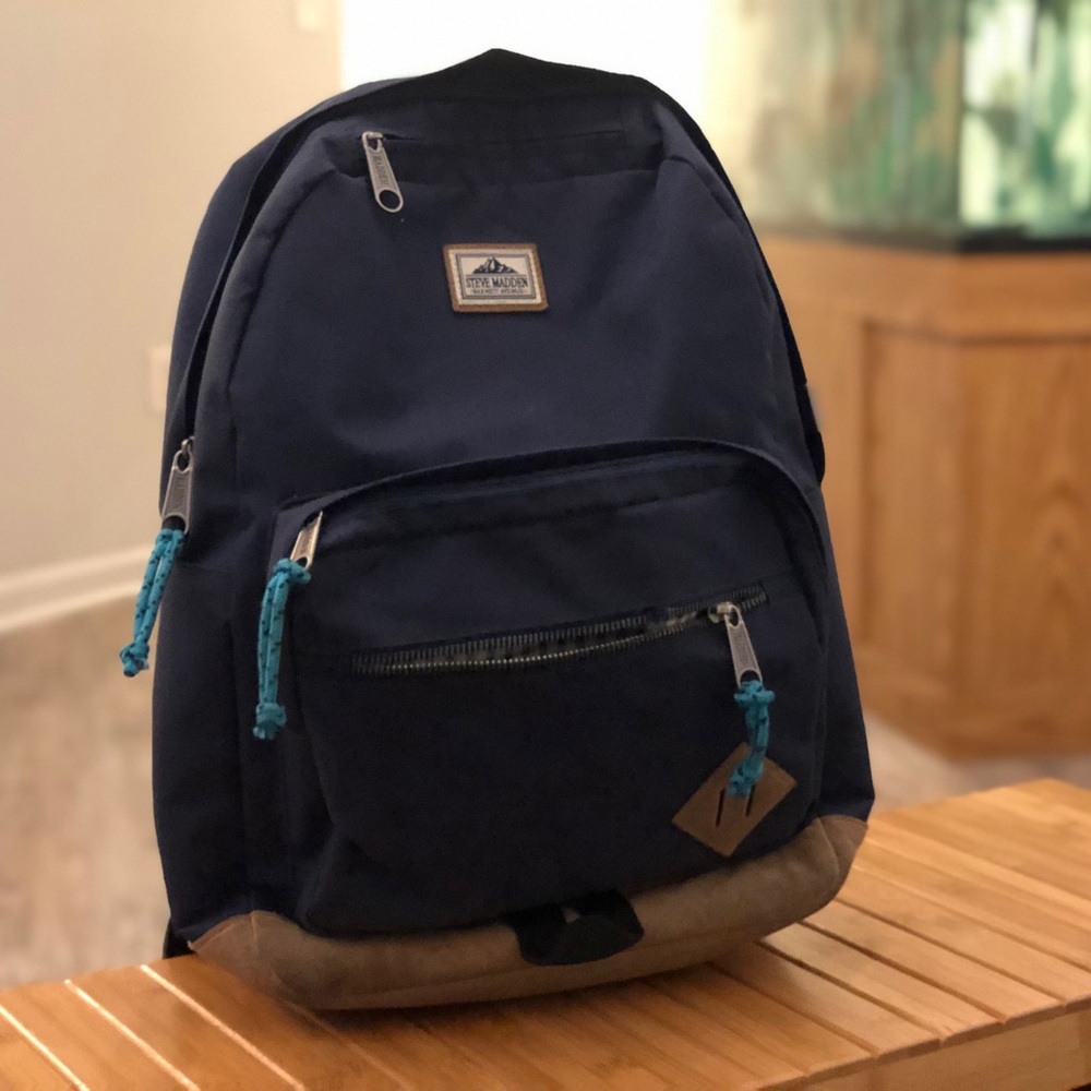 Steve Madden Solid Nylon Classic Backpack, Navy